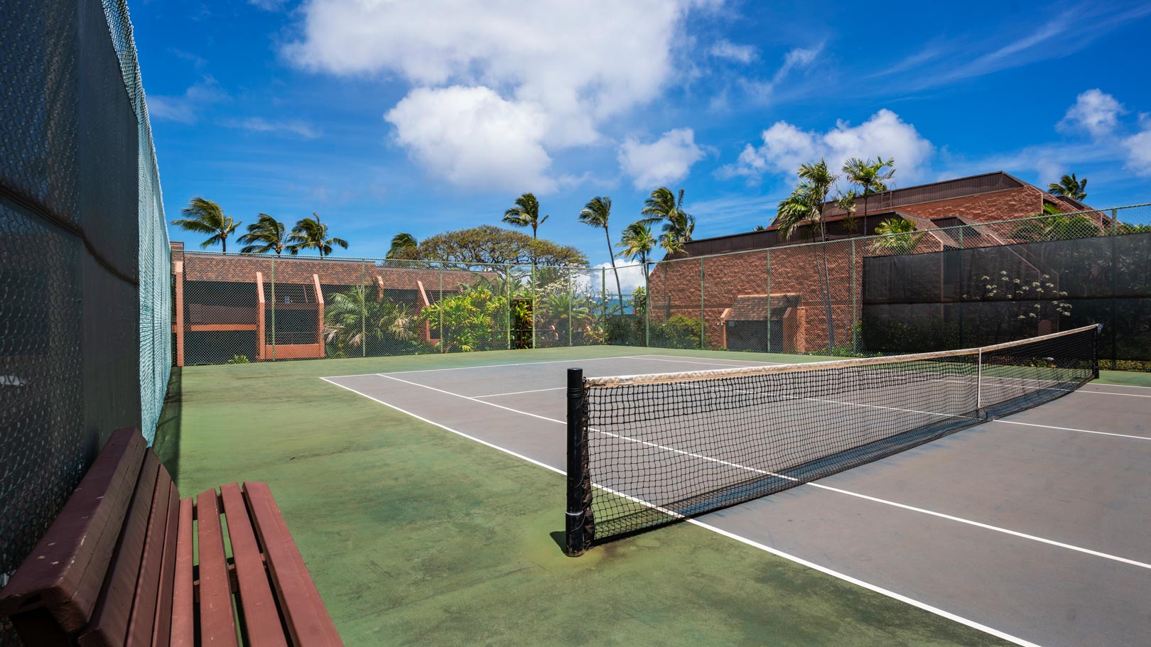 An expansive tennis court at VRI's Kuleana Club in Maui, Hawaii.